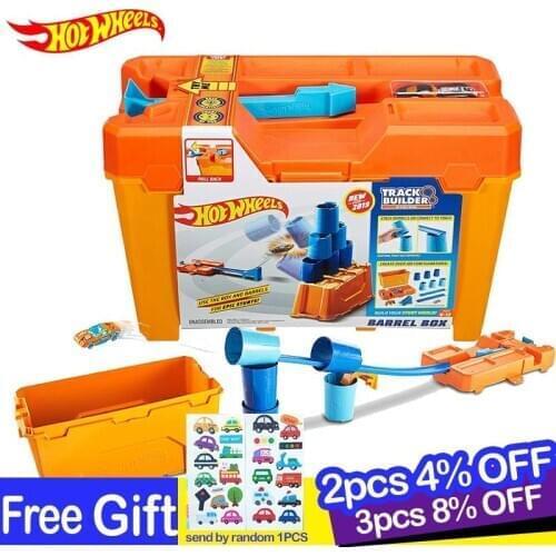 Hot Wheels Original New Round Cup Tool Model Challenge Race Car Track Suit Ejection Tracks Builder Barrel Box Toys for Boys Gift