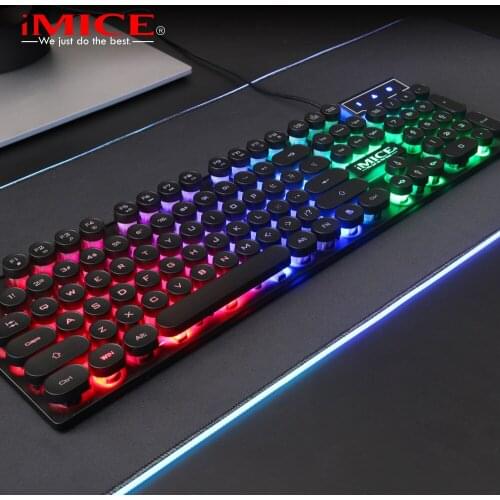 IMICE AK-800 Wired USB Punk Manipulator Feeling Suspended Round Cap E-sports Luminous Gaming Keyboard Suitable for PC Laptop
