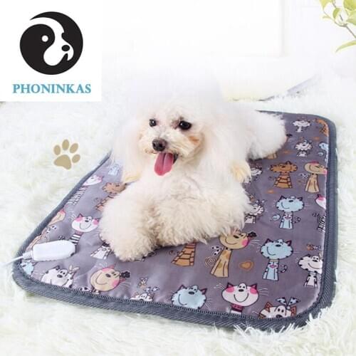 60*40cm Dog Cat Electric Heat Pad Temperature Adjustable Pet Bed Blanket Puppy Bunny Heater Mat Autumn Winter Cushion