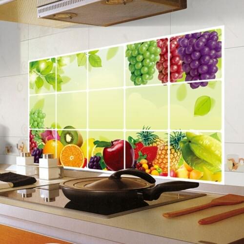 Fruits Grape Kitchen Oil Proof Stickers Decals Self Adhesive Waterproof Anti-oil Wall Sticker Cabinet Stove Tile Decoration