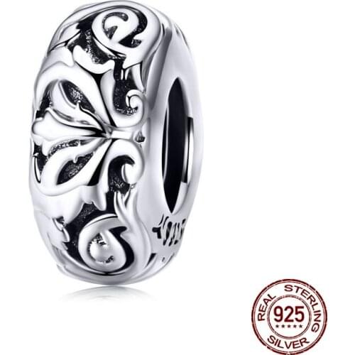 Lily flower metal beads 925 sterling silver fit original bangle charm women bracelet & necklace making jewelry DIY