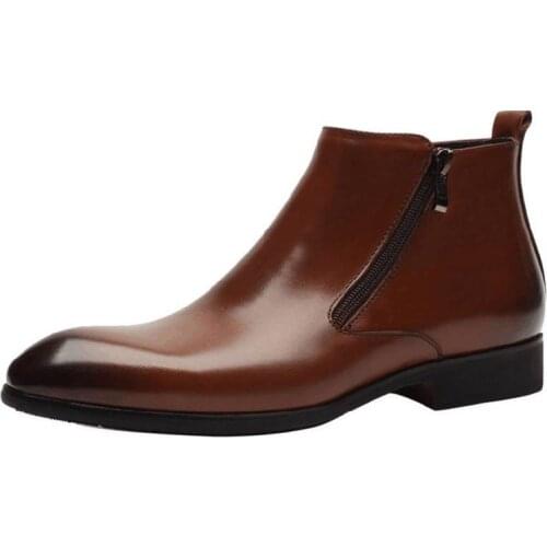 New Round Toe Patent Leather Chelase Men Boots Business Casual Ankle Boots Simple Stylish Office Work Boots Mens High Top Shoes