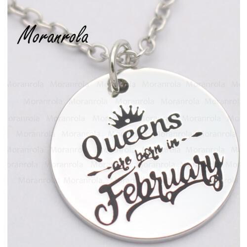 New arrive"Queens Are Born In February"Necklace &keychain charm Girly, Mom, Mama Bear Gift Mothers Day, Funny jewelry Birthday