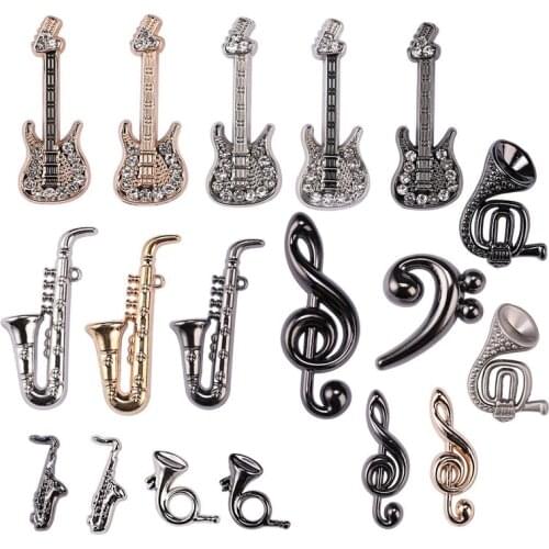 New Fashion Metal Note Brooch Pin Violin Saxophone Lapel Pins and Brooches Shirt Suit Collar Badge Jewelry Gifts for Women Men