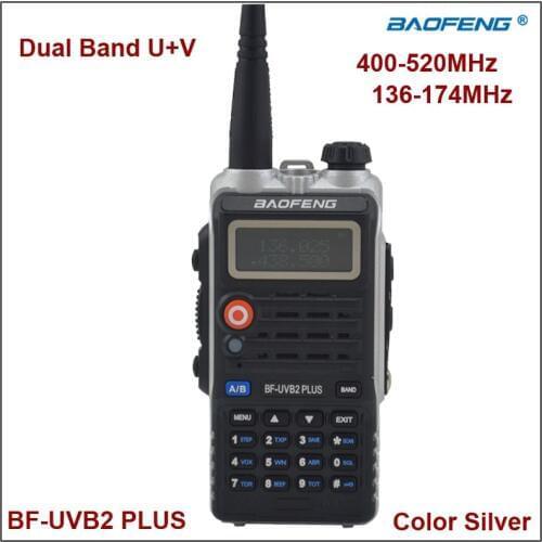 Original Baofeng BF-UVB2 Plus Walkie Talkie Baofeng BF UVB2 5W Dual Band UVH VHF Two way radio Silver Color w/Earpiece