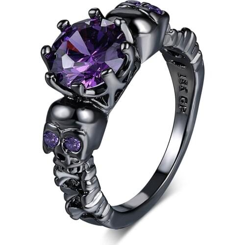 Punk Skull Retro Gothic Rings For Women Men Halloween Goth Jewelry Big Black Gold Rings Accession Wholesale Fashion Jewelry New