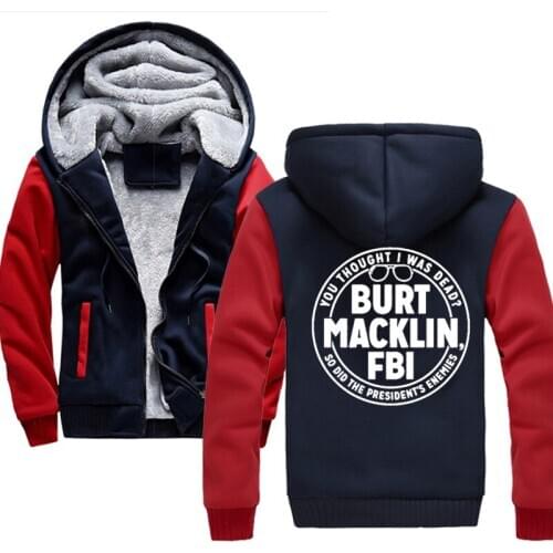 Parks and Rec Burt Macklin FBI Hoodies Men Winter Jacket Fashion Thick Mens Hooded Sweatshirt Male Warm Sportswear Mens Coat
