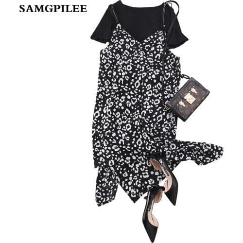 2020 Sale New Fashion Short Sleeve Casual Pullover O-neck Elastic Waist Knee-length Women Set Plus Size L-4xl