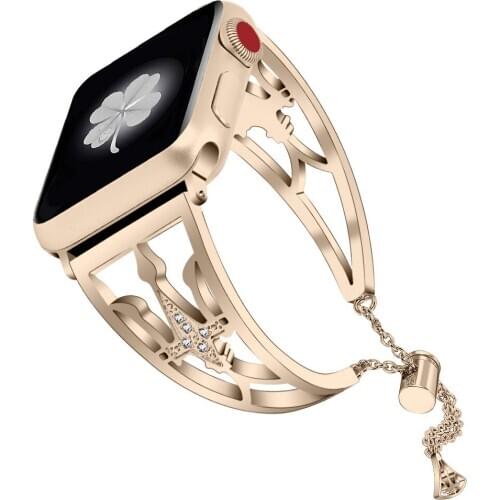 For Apple Watch Band Series 6 5 4 3 2 Women Fashion Crown Shape Strap Replaceable Steel Bracelet for iWatch SE 44mm 40mm 42/38mm