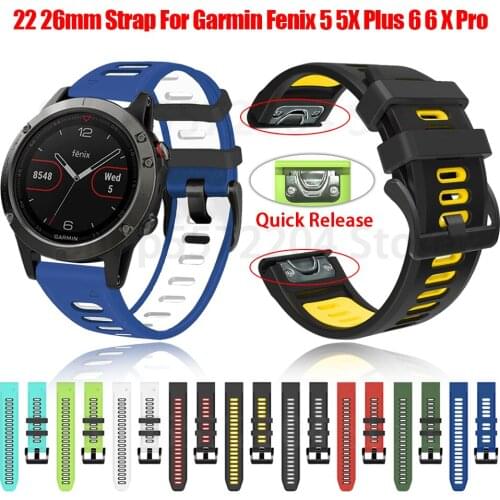 Sport Silicone Watchband Wrist strap for Garmin Fenix 6 6X Pro 5X 5 Plus 3 HR Watch Bracelet 22 26mm Quick Release wirstband