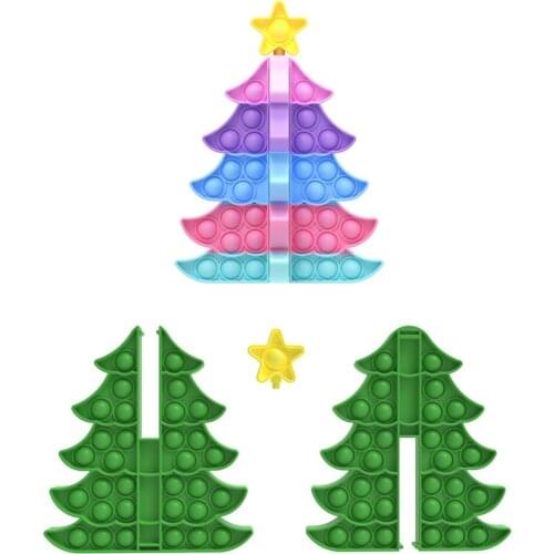Christmas Trees Fidget 3D Stitchable Toy Silicone Push Bubble Reliver Stress Toys Rainbow Squeeze Sensory Decompression Toys