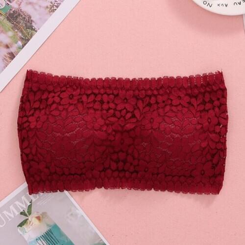 Sexy Lace Floral Wrapped Chest Women Padded Tube Tops Ladies Bra Strapless Crop Tops