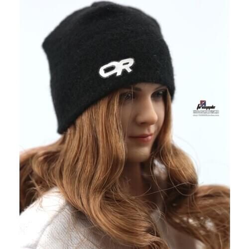 1/6 female Black Plush cap model Unisex hats Cold Girl hat Mountaineering hats Wool caps for 12'' Action Figure model fittings