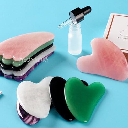 Natural Jade Gua Sha Scraper Board Massage Rose Quartz Jade Guasha Stone For Face Neck Skin Lifting Wrinkle Remover Beauty Care