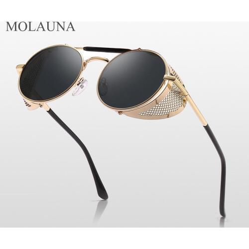 Gothic Steampunk Sunglasses Men Women 2020 Retro Round Metal Frame Mens Sun Glasses Brand Designer Punk Male Glasses Oculos