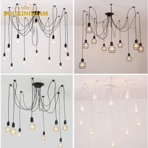 Modern Nordic Spider Pendant Lamp Retro Edison Bulb Industrial Chandelier Light Vintage Antique Hanging Ceiling Lamp DIY Fixture