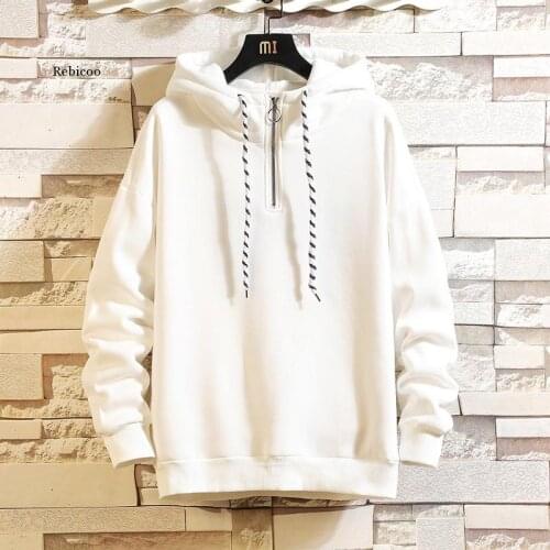 Autumn Winter Thick Men Streetwear Hoodies Sweatshirts Pure Color Hoodies Orange Pullover Warm Fleece Hoodies Men Fashion Tops