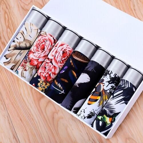 5/7/8/10pcs Sexy Men Boxer Soft Breathable Underwear Men Middle Waist Fashion Comfortable Print Men Boxershorts Homme Underpants