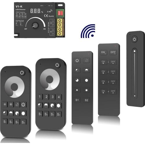 V1-K R1 R11 RT1 RT6 RU4 PWM CV Dimmer LED Strip Ch-20A Screen Display RF 1-4 Zone 12-24VDC 480W Push/Slide Touch Remote