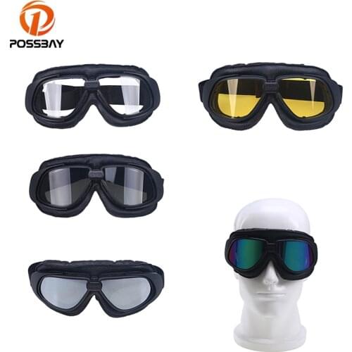 Vintage Leather for Harley Motorcycle Goggles Pilot Motorbike Motocross Goggles Retro Jet Helmet Eyewear For Cafe Racer Glasses