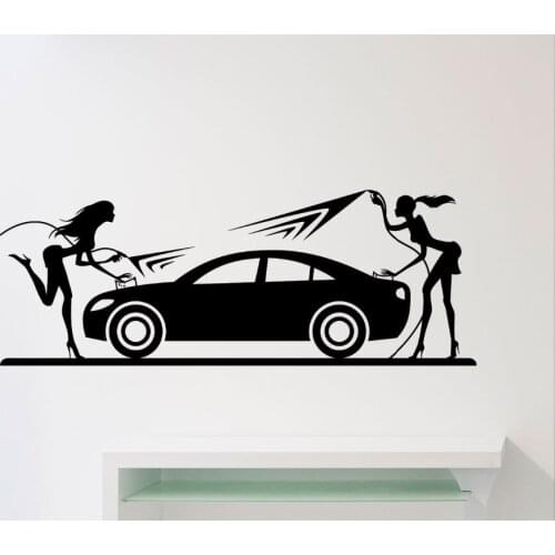 Waterproof Vinyl Art Stickers Wallpaper Car Washing Wall Window Decoration Decals Sexy Girls Wall Stickers Car Wash ZB205