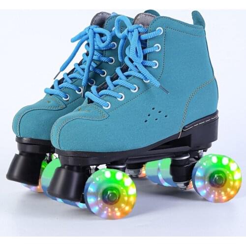 Adult Double Row Flash Four-wheeled Roller Skates Mens and Womens Skate Shoes With Brake Sports