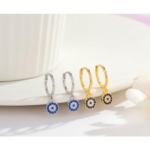 925 sterling silver jewelry inlaid with rhinestones devils eyes 2021 new trendy temperament all-match earrings for women