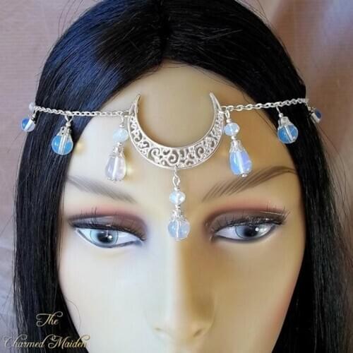 Bohemia Natural Stone Protein Water Drops Hair Accessories Cabello Mujer Women Wizard Moon Head Chain Hair Clips Fashion 2020