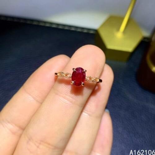 925 Pure Silver Chinese Style Natural Ruby Womens Popular Fashion Simple Oval Adjustable Gemstone Ring Fine Jewelry Support Det