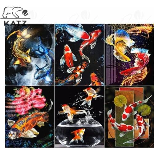 Goldfish Diamond Painting Koi Good Luck Embroidery Crossing Diy Animal Mosaic Art Cross Stitch Handmade Home Decoration