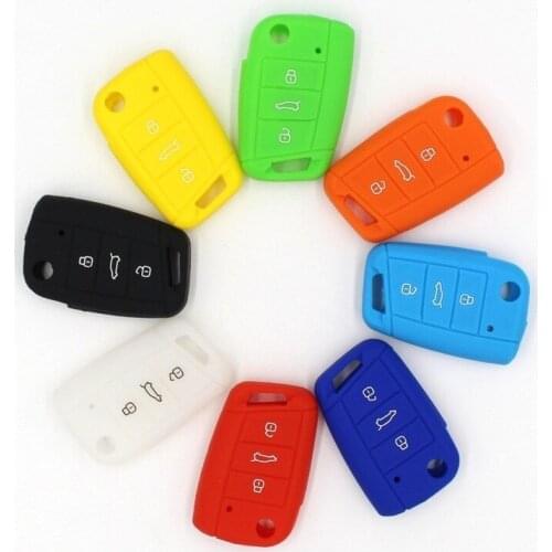 3 Button Silicone Car Key Case For VW PASSAT Skoda Superb A7 KODIAQ 2015 2016 2017 2018 Remote Fob Cover