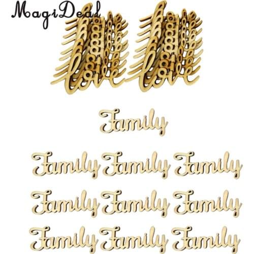 10PCS "Family" Wood Pieces & 36PCS "Love" Wood Pieces - Mixed Natural Wooden DIY Decorating Home Wedding Party Embellishments