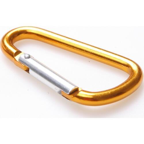 10Pcs/lot Light weight Aluminum Alloy D-shape Camping Hiking Hook Keychain 50x25x4 mm Color Random