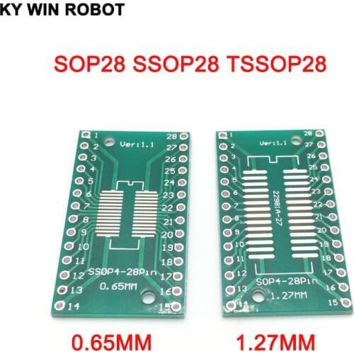 10pcs SOP28 SSOP28 TSSOP28 to DIP28 PCB Pinboard SMD To DIP 0.65mm/1.27mm to 2.54mm DIP Pin Pitch PCB Board Converter Socket