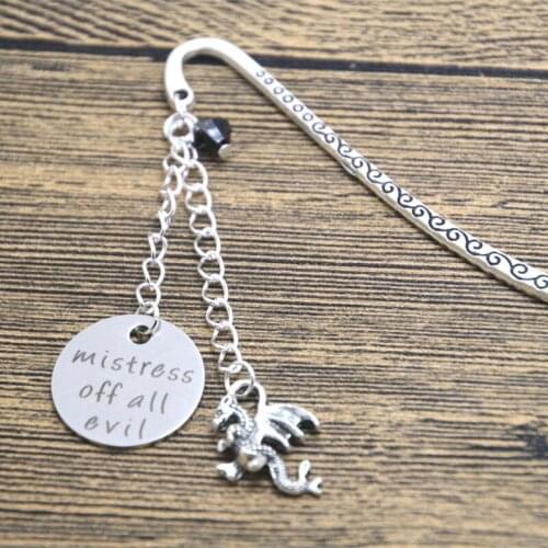 12pcs/lot Sleeping Beauty Inspired bookmark Villain Maleficent Mistress of all evil Silver tone crystal