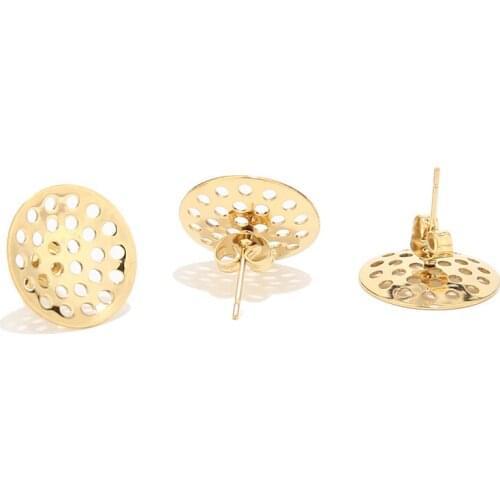 16MM gold tone stainless steel round hollow earring for woman gifts