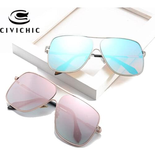 CIVICHIC New Large Sunglasses 2017 Men Women HD Oculos De Sol UV400 Street Snap Lunettes Couples Alloy Gafas Mirror Eyewear E394