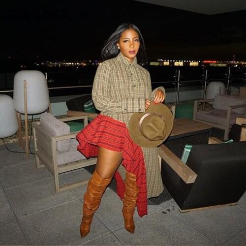 Модные платья в клетку CM.YAYA China At AliExpress