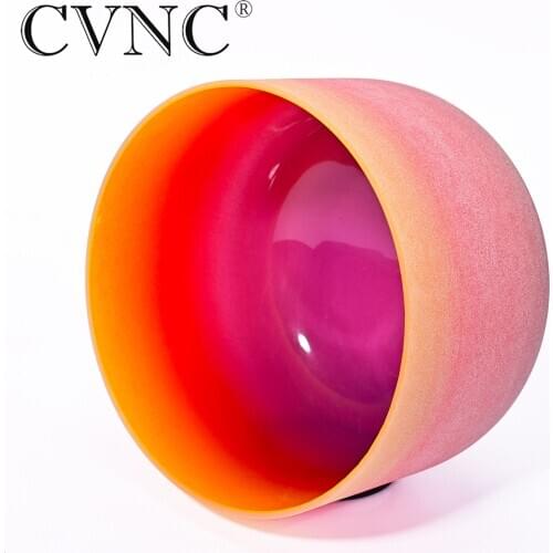 CVNC 8 Inch E Solar Plexus 440Hz 432Hz Yellow Rainbow Chakra Quartz Crystal Singing Bowl