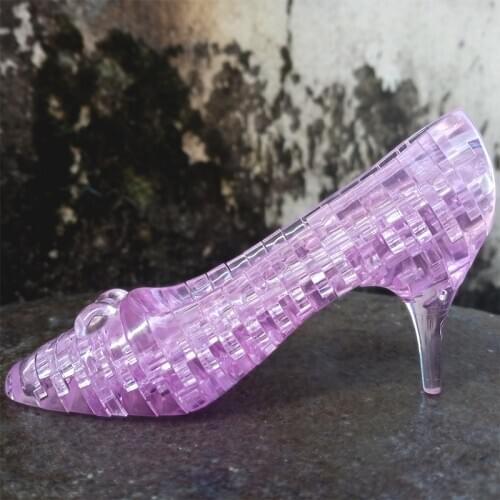 DIY Crystal High heels Glass shoes Model Puzzle Assembled Kids Gift Handmade 3D Puzzle Jigsaw Assembled Toys Educational Present