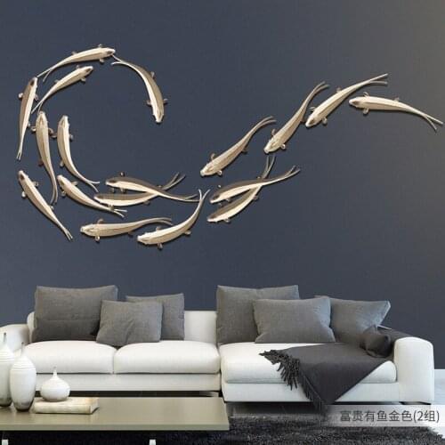 Aesthetic Room decor Creative Lucky Goldfish Room decoration accessories light luxury background wall Home decor 3D wall hanging
