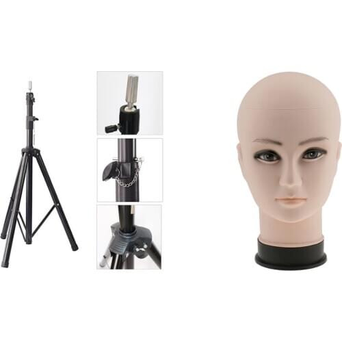 Mannequin Head + Adjustable Tripod Stand Cosmetology Hairdressing Practice