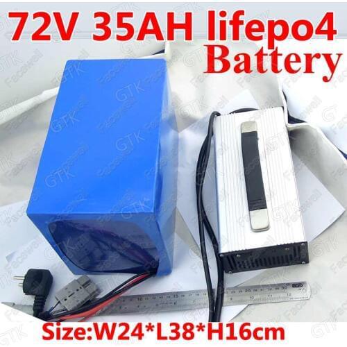 GTK customized 72v 35ah lifepo4 battery with BMS for 3500w bike scooter Tricycle Motorcycle scooter motorbike + 12A charger