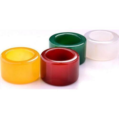 Pure Natural 4 color Jades Banzhi Ring Chalcedony Finger Ring large size Crystal Women Men Stone Jewelry