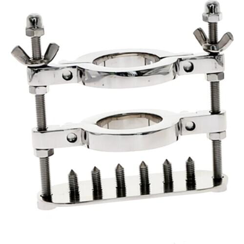 Spike Penis Ring Ball Stretcher Crusher Clamp Male Chastity Training Device Cock Ring Lock Scrotum Testicle Exercise Sex Toys