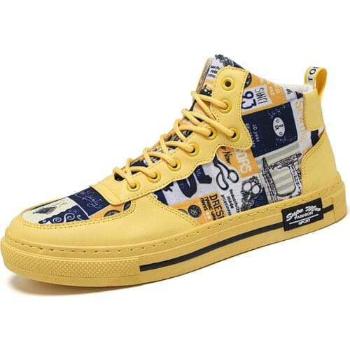 UVRCOS Fashion Sneakers For Men Classic Lace-up High-top Shoes ALL Seasons Couple Vulcanized Flat Casual Canvas Shoes