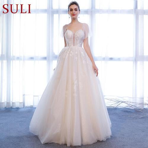 SL-167 Lace Wedding Gowns Beads Beach Wedding Dress Bridal Gown