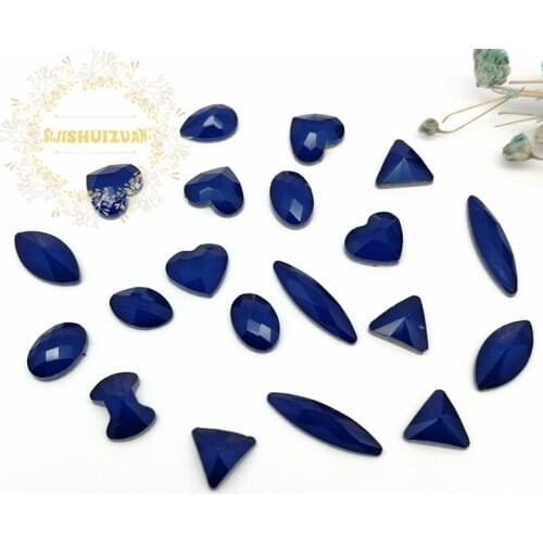 New arrival! Mixing Mocha Deep blue shape and sizes Glass Crystal Flatback rhinestones DIY Clothing accessories and nails