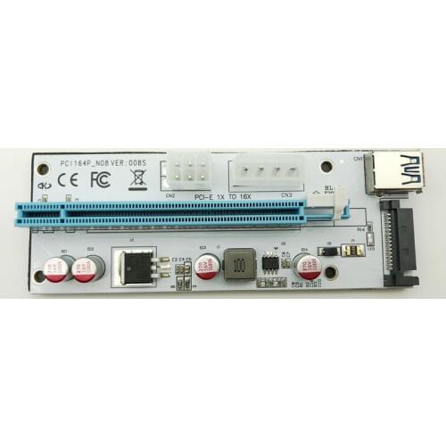 NEW USB3.0 008S PCI-E Riser Express 1X 4x 8x 16x Extender Riser Adapter Card SATA 15pin to 6pin Power Cable Dual Power Interface