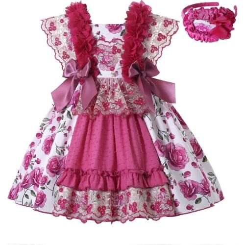Pettigirl Wholesale Baby Flower Girl Partyu Dress Hot Pink Baby Girl Clothes Sale